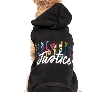 Justice Pet Polyester Printed Fleece Hoodie, Black, XSmall